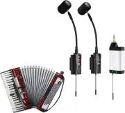 Dual UHF Accordion Wireless Microphone Gooseneck Instrument Pick Up Mic