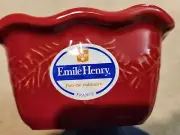 Emile Henry Mini Loaf Pan Red 6176 with Pine Cones Ruffled Baking Dish NEW!