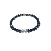 Black Minimalist Multi-Faceted Beaded Bracelet-7.5 inch Stretchy