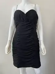 Aidan Mattox Black Cocktail Party Dress Gathered Sweetheart Neckline Size 12 NEW