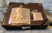 Axxents Polished Metal Flask Set In Gift Box, 5oz W/ 1oz Keychain, Sealed Box