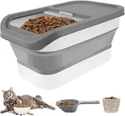 Dog Food Storage Containers Foldable Pet Food Container with Sliding Lid Sealed Cat Food Containers Measuring Cup Large Pet Food Storage Case with Raised Cushion Feet for Cat Dog