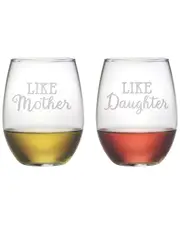Susquehanna Glass Set of Two 21oz Like Mother Like Daughter Stemless Glasses