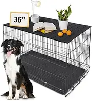 Petmystify Dog Crate Topper with Magnets for 36 Inch Crate - Aluminum Foldable Dog Kennel Topper Decorative Storage Pet Crate Table Black (Only Topper)