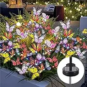 Butterfly Solar Lights for Outside, 2 Pack 34 Waterproof Decorative Garden Lights, Color-Changing Design, Outdoor Solar Powered LED Lights for Patio, Yard, and Pathway