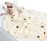 Burritos Tortilla Throw Blanket, Double Sided 71 inches Giant Flour Novelty Throw for Your Family, 285 GSM Soft and Comfortable Flannel Taco Blanket, Beige
