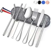 Silver Travel Cutlery Set Portable Camping Utensils Set