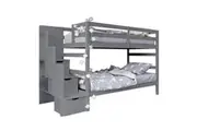 Galla Staircase Storage Bunk Bed - Solid Wood - Grey
