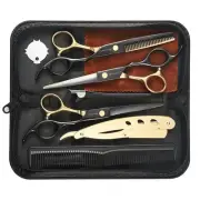Professional Black Gold Hair Scissors 6.89" Teeth Scissors Japanese Stainless...