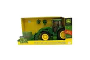 John Deere 1:16 Tractor Vehicle w Bale Mover & Round Bale Farm Toys Light Sound