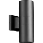 Quorum International 720-2-69 Cylinder 2 Light 12 inch Noir Outdoor Wall Lantern