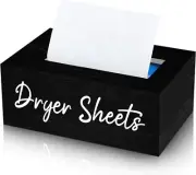 Blulu Dryer Sheet Holder for Laundry Room Wooden Container Black