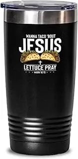 Teegarb Letter Blanket 20 oz Tumbler Stainless Steel Insulated Wanna Taco 'Bout Jesus
