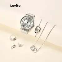 在飛比找蝦皮商城優惠-Lovito 女士休閒心形金屬心形石英手錶 LCS02002