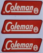 THREE (3) NEW COLEMAN REPLACEMENT STICKER DECAL LANTERN STOVE 1971-83 RED BAND