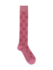 New Authentic Gucci GG Supreme Logo Glittery Socks Pink Size M