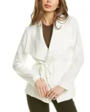 CLUB MONACO White Cadee Draped Front Drawstring Tie Waist Open Jacket XS 0/2