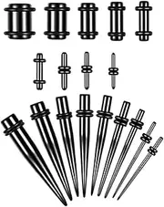 [vogem] 50Pcs Marble Pattern Ear Stretchers Stretching Kit Acrylic Ear Tapers and Silicone Tunnel Ear Expander Set 14G-00G/1.6mm-12mm Body Piercing Jewelry