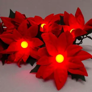 【摩達客】耶誕-LED聖誕紅花珍珠燈串10燈(插電式) (5.4折)