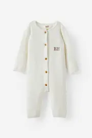 [Cotton On Kids] Cotton On Kids - Personalised Organic Knit Long Sleeve Romper - Milk NEWBRN MILK