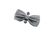 Mens Grey Matching Bow Tie, Pocket Square & Cuff Links Set
