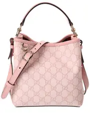 Gucci GG Emblem Mini Coated Fabric & Leather Bucket Bag