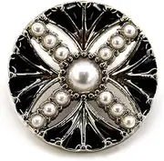 Craftisum 20 pcs Faux Pearls Inlaid Retro Pattern Enamel Openwork Metal Shank Sewing Buttons for Clothing - 18mm - 23/32''