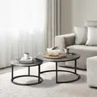 Set of Two Ferrara Nesting Coffee Tables | Round Modern Nesting Table Set Sid...
