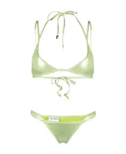 metallic triangle-cup bikini XL Green