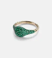 [David Yurman] David Yurman Petite Pavé 18kt gold pinky ring with emeralds H 1/2 gold