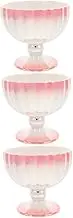 Hoement 3pcs Sturdy Ceramic Ice Cream Bowl Multi-Function Dessert Cup for Home Cafe