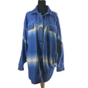 Free People Shacket deep sea combo boho beach vibes coastal warm soft sz XS NWT