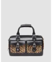 Dr. Martens KIEV Leopard Hair-On Top Handle Bag - Black/Light Tan 41081001 New