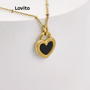 Lovito 女士休閒心型防過敏 18K 金項鍊 L66AD019 (金色)