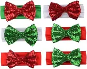 [VINTORKY] Baby Girl Headband Set 6 Pack of Christmas Bow-knot Wraps Elastic Headbands for Kids Hair Accessories Random Color