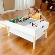 Generic Construction Table with Storage - Compatible with Major Brick Brands - Console Table - White - 40cm x 81.5cm x 55cm