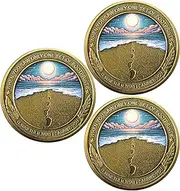 LZWIN Footprints in The Sand Inspirational Christian Challenge Coin with Biblical Verse (Pack of 3)