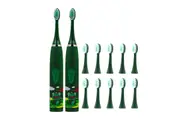 2Pcs Kids Electric Toothbrushes Sonic Toothbrush Cute Cartoon Teeth Whitening Toothbrush Soft Bristle-Green