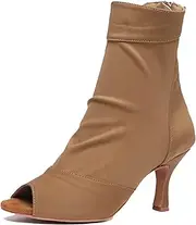 [Minishion] Womens Latin Dance Sandal Booties Zip Party Evening Boots Shoes