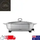 Sunbeam Stainless Steel Electric Frypan Frying Pan w Glass Lid Adjustable Heat