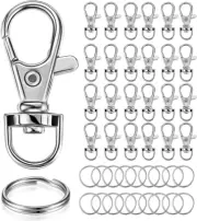 Keychain Key Chain Rings Clips Bulk(120Pcs, Small), Silver Swivel Lanyard Snap H