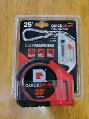 25' Foot QUICKDRAW PRO Self Marking Measuring Tape Built in Pencil Power Locking