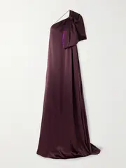 [Roksanda] Roksanda - Aeris Draped One-shoulder Silk-satin Gown - Grape - UK 10 UK 10 Purple
