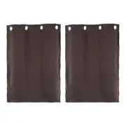 Short Tier Curtains, 29"W x 35"L French Window Half Curtain 2 Panels, Brown