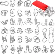 Metal Brain Teaser Puzzles Set of 36 with Pouch Steel IQ Puzzle Games Challenge