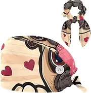 [YTYVAGT] Scrub Caps Women,Scrub Hats Suitable for Women,Cartoon Pug Dog Girl