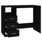 Wood Computer Desk with 3 Drawers Study Writing Workstation Vanity Table Black