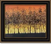Sunset Silhouette Trees Dusk Landscape Oil Painting Fine Art by Teresa Bernard
