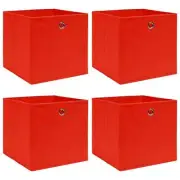 Fabric Storage Boxes Red Set of 4 12.6 Inch Organizers Home Decor