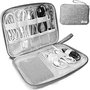 HCFGS Electronics Accessories Organizer Bag, Travel Cable Organiser Bag, Universal Carry Travel Gadget Bag for USB Cable Drive, SD Card, Charger Hard Disk (Gray)